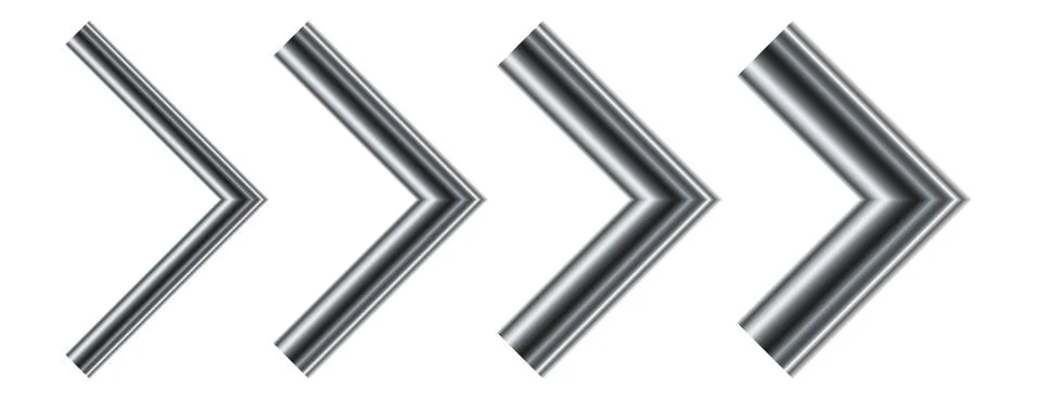 Set of chrome glossy arrows. Vector illustration. Stock Illustration