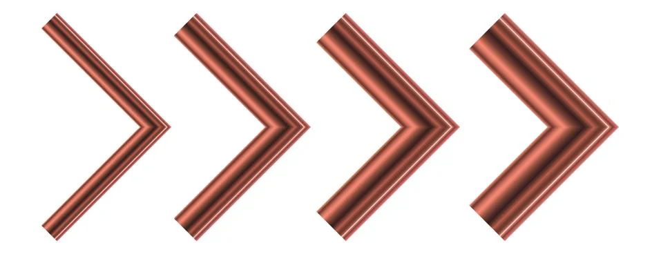 Set of chrome glossy arrows. Vector illustration. Stock Illustration