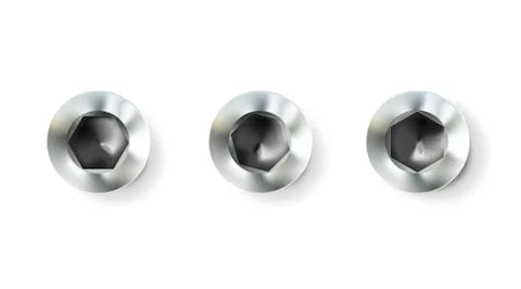 Set chrome imbus screw, bolt with a cylindrical head isolated. Stock Illustration