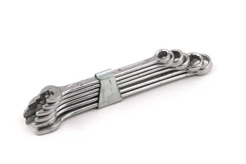 Set of chrome spanners. Stock Photos