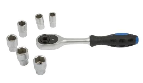 Set of chromeplated wrenches Stock Photos