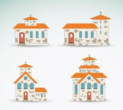 Set of church icons. Vector 스톡 일러스트