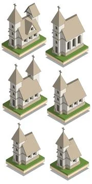 A set of churches. Stock Illustration