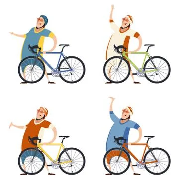 Set of ciclists Stock Illustration