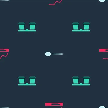 Set Cigarette, Spoon and Coffee cup to go on seamless pattern. Vector Stock Illustration