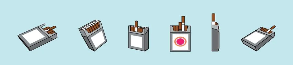 Set of cigarettes with packaging box design template with various models Stock Illustration