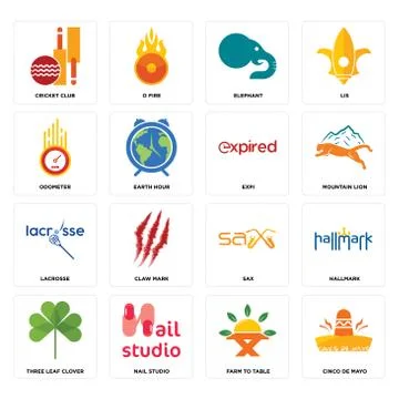 Set of cinco de mayo, farm to table, three leaf clover, sax, lacrosse, expi,  Illustrazione stock gratuita