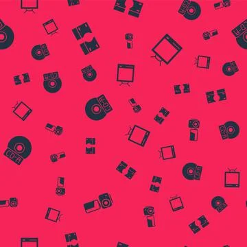 Set Cinema camera, Stacks paper money cash, CD or DVD disk and Retro tv on Stock Illustration