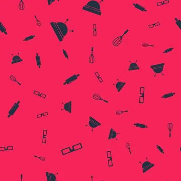 Set Cinema glasses, Needle bed and needles, Rolling pin and Kitchen whisk on イラスト素材