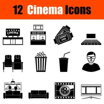 Set of cinema icons Stock Illustration