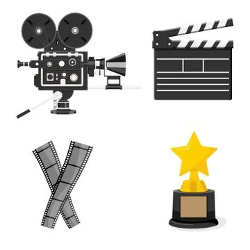 Set of cinematography elements Illustrazione stock