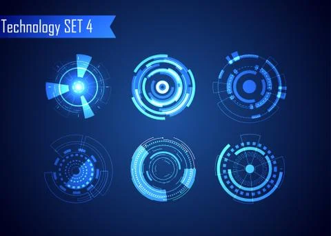 Set of Circle Abstract Digital Technology UI Futuristic HUD Virtual Interface 스톡 일러스트