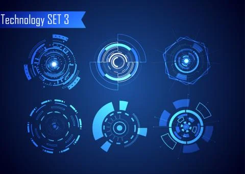 Set of Circle Abstract Digital Technology UI Futuristic HUD Virtual Interface Stock Illustration