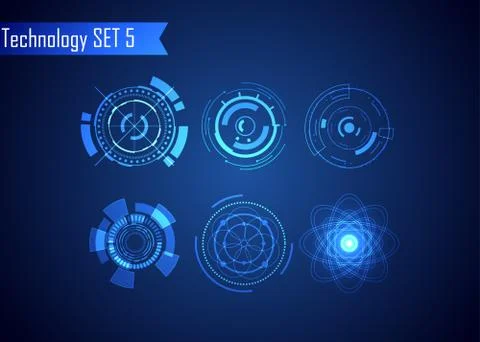 Set of Circle Abstract Digital Technology UI Futuristic HUD Virtual Interface 스톡 일러스트