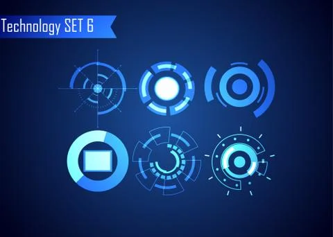 Set of Circle Abstract Digital Technology UI Futuristic HUD Virtual Interface 库存插图