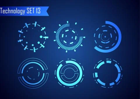 Set of Circle Abstract Digital Technology UI Futuristic HUD Virtual Interface 库存插图