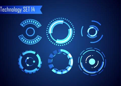 Set of Circle Abstract Digital Technology UI Futuristic HUD Virtual Interface Illustrazione stock