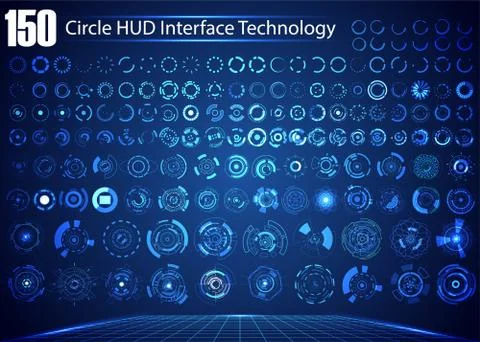 Set of Circle Abstract Digital Technology UI Futuristic HUD Virtual Interface Illustrazione stock