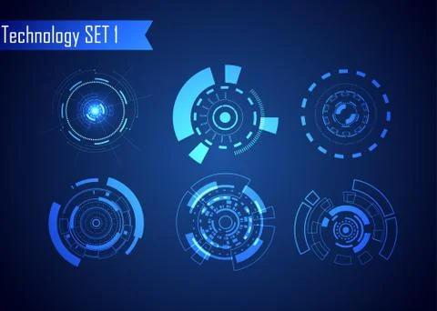 Set of Circle Abstract Digital Technology UI Futuristic HUD Virtual Interface Stock Illustration