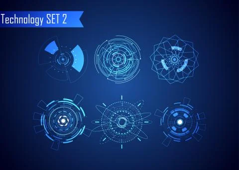 Set of Circle Abstract Digital Technology UI Futuristic HUD Virtual Interface イラスト素材