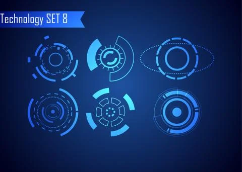 Set of Circle Abstract Digital Technology UI Futuristic HUD Virtual Interface Illustrazione stock