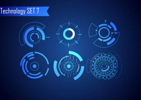 Set of Circle Abstract Digital Technology UI Futuristic HUD Virtual Interface Stock Illustration