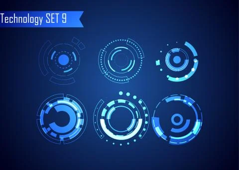 Set of Circle Abstract Digital Technology UI Futuristic HUD Virtual Interface Illustrazione stock