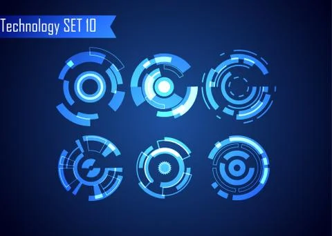 Set of Circle Abstract Digital Technology UI Futuristic HUD Virtual Interface 库存插图