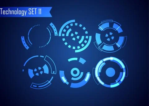 Set of Circle Abstract Digital Technology UI Futuristic HUD Virtual Interface 库存插图