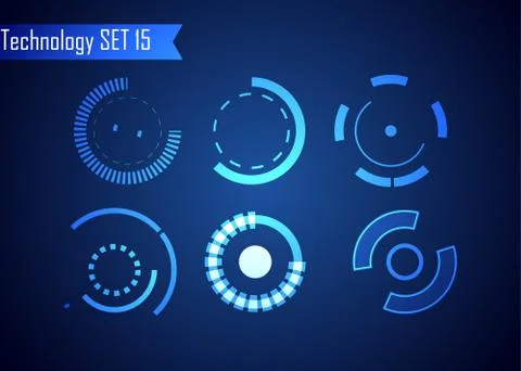 Set of Circle Abstract Digital Technology UI Futuristic HUD Virtual Interface Stock Illustration