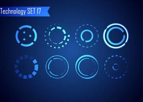 Set of Circle Abstract Digital Technology UI Futuristic HUD Virtual Interface Illustrazione stock