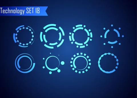 Set of Circle Abstract Digital Technology UI Futuristic HUD Virtual Interface 库存插图