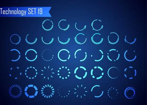 Set of Circle Abstract Digital Technology UI Futuristic HUD Virtual Interface Stock Illustration