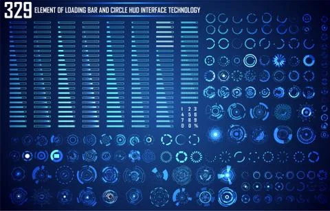 Set of Circle and Loading Bar Abstract Digital Technology UI Futuristic HUD V Иллюстрация