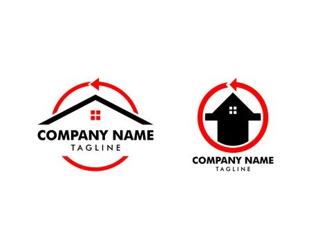 Set of Circle Arrow House Logo Template Vector Design 库存插图