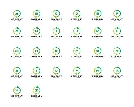 Set of Circle Arrow Logo Icon Design with Letter Stock Illustration