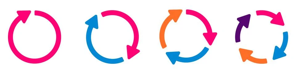 Set of circle arrow vector icons. Round reload sign. Rotate arrow symbol. R.. Ilustración de archivo