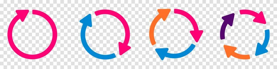 Set of circle arrow vector icons. Round reload sign. Rotate arrow symbol. R.. Stock Illustration