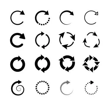 Set of circle arrows. Circled cursor web recycling progress button vector Stock Illustration