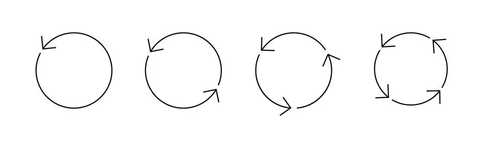 Set of circle arrows isolated. Circular Rotate arrow and spinning loading symbol Illustrazione stock