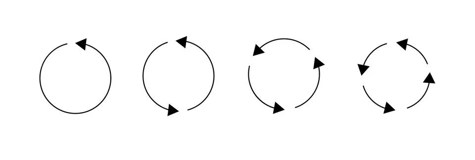 Set of circle arrows isolated. Circular Rotate arrow and spinning loading symbol Illustrazione stock