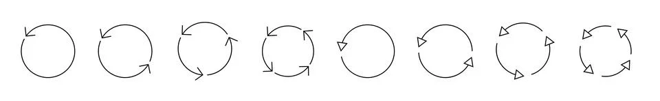 Set of circle arrows isolated. Circular Rotate arrow and spinning loading symbol Stock Illustration