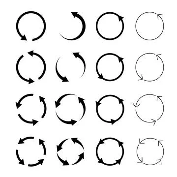 Set of circle arrows isolated. Circular Rotate arrow and spinning loading symbol 스톡 일러스트
