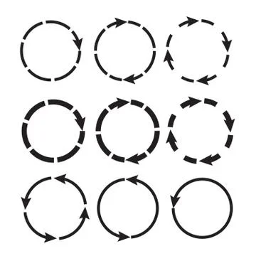 Set of circle arrows. Reload and rotation loop sign. Stock Illustration