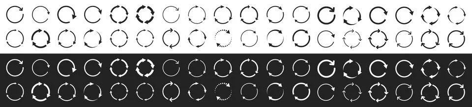 Set of circle arrows. Vector elements. Black loading symbol. Stock Illustration