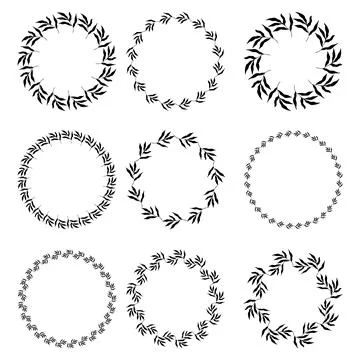 Set of circle botanical frames. Vector Illustration Stock Illustration
