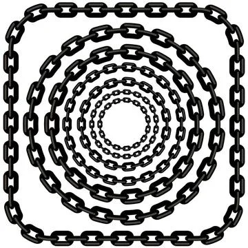 Set of Circle Chain Frames Set of Circle Chain Frames Isolated on White Ba... Foto stock