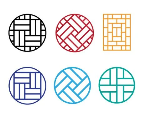 Set of Circle Chinese pattern window frame Stock Illustration