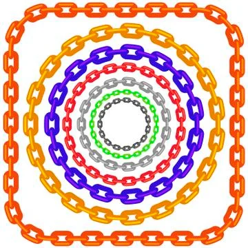 Set of Circle Colorful Chain Frames Isolated Stock Illustration