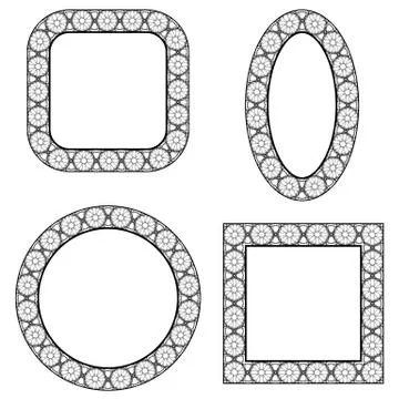 Set of Circle Decorative Frames Stock Illustration